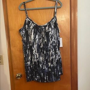 Swimsuits For All Navy and White Swim Top